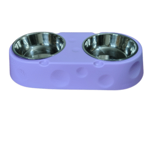 Comedero Plato Doble de Acero Inoxidable para Mascotas