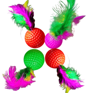 Set de Juguete Interactivo Pelota Cascabel con Pluma para Gatos/ 4 Unidades